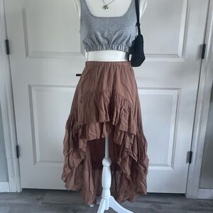 Mustard Seed High-Low Brown Skirt